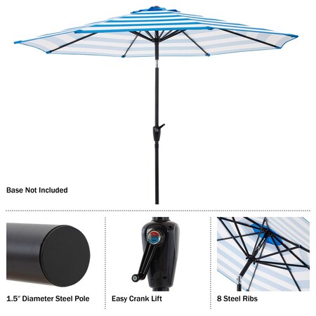 Pure Garden 9ft Striped Patio Umbrella with Push Button Tilt for Outdoor Furniture, Deck, Backyard, or Pool 50-LG1272